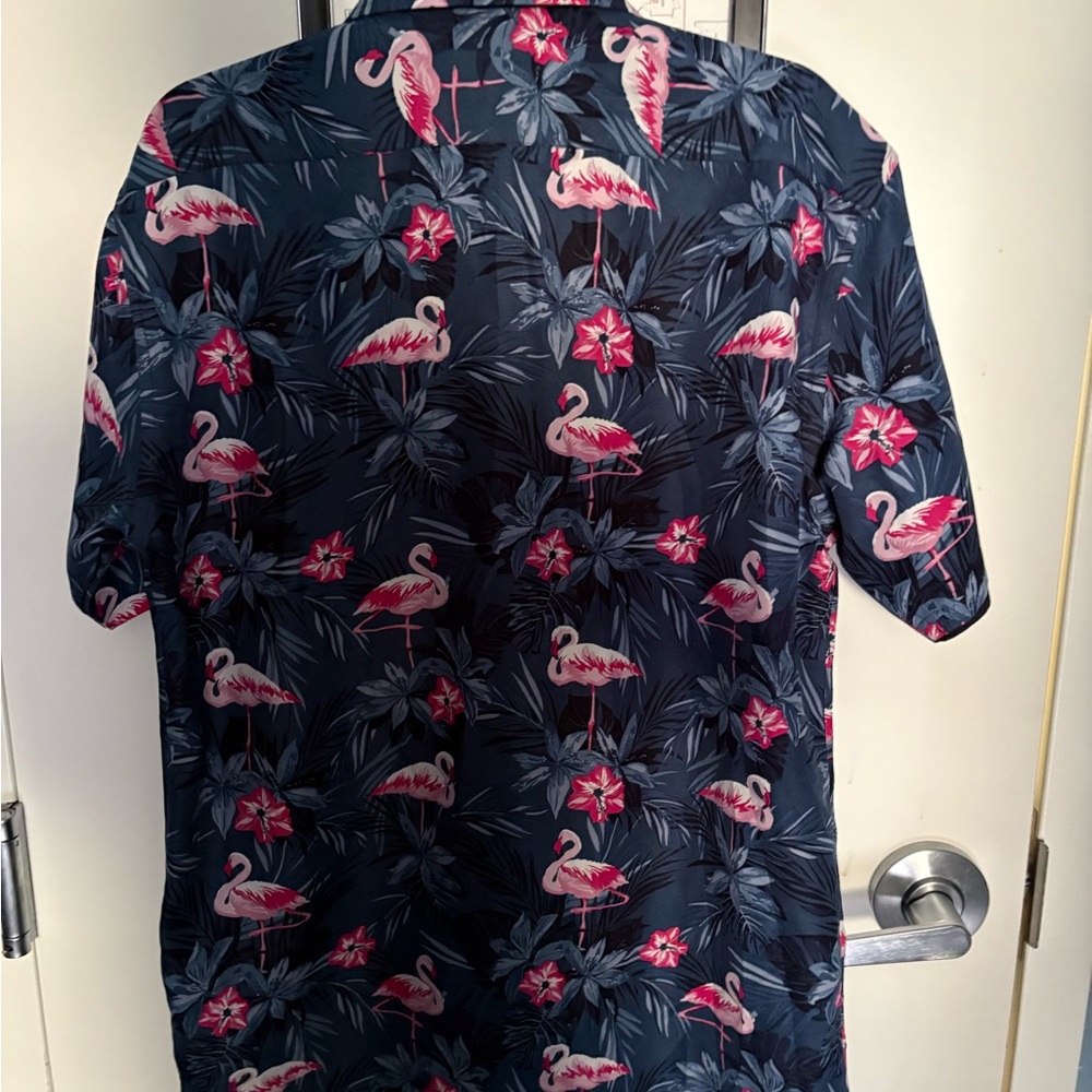Rosso Milano Blue Floral Short Sleeve Button-Up Shirt Men's XL - Picture 5 of 8